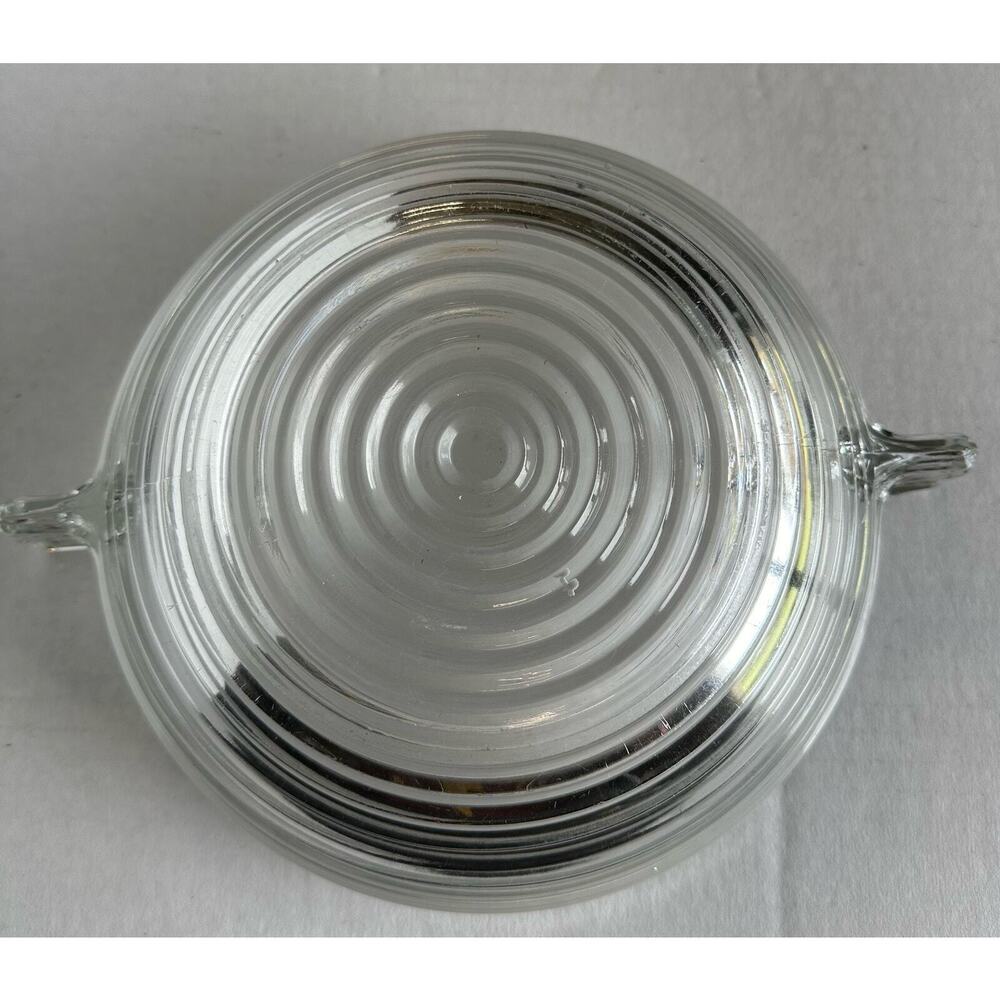 Antique Manhattan Anchor Hocking Bowl 7 5/8 x 3" Handles Depression era preowned